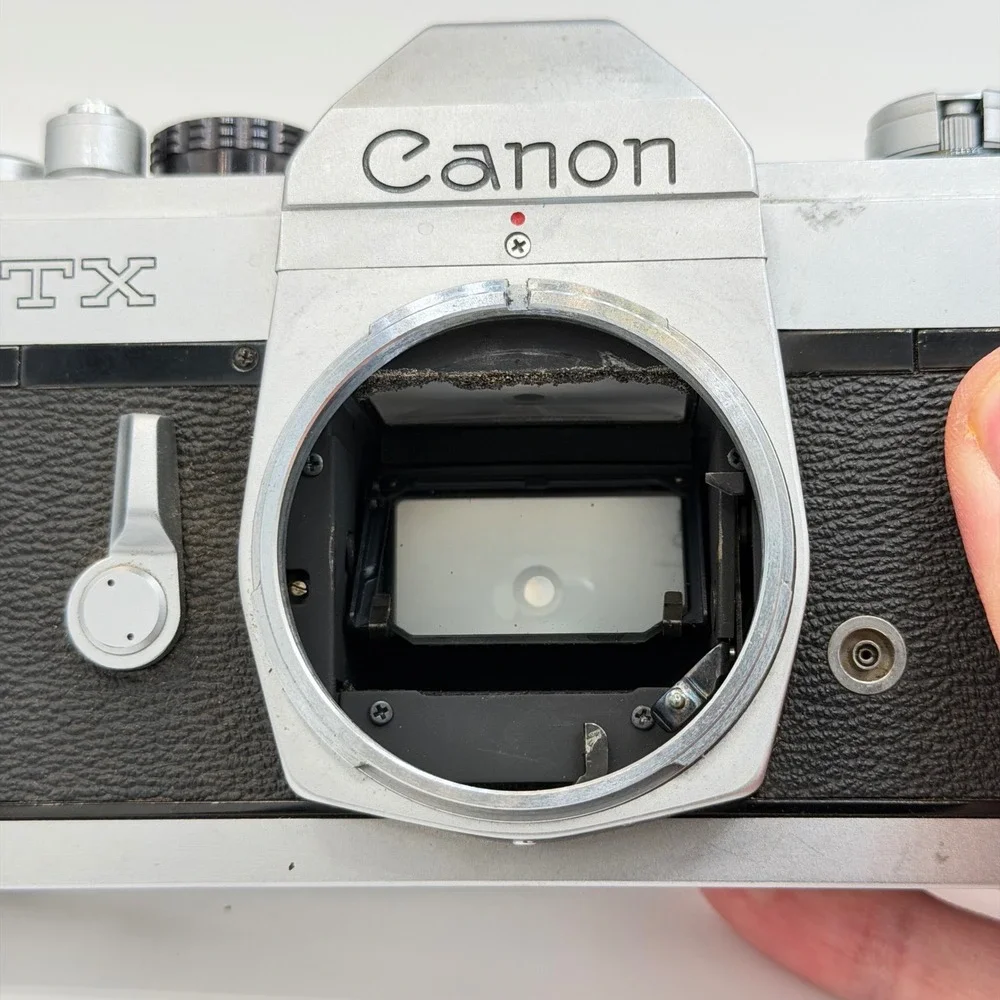 Canon TX 35mm SLR Film Camera Body Silver Black Vintage Manual Focus FD Mount